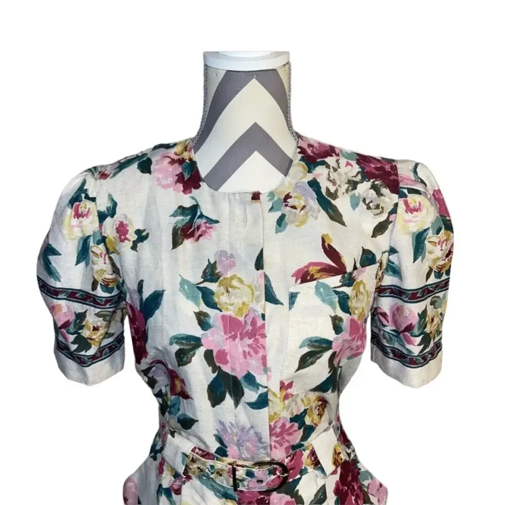 Damon Petite Vintage Union Made Floral Dress w/ Pockets & Belt Made USA Size 10